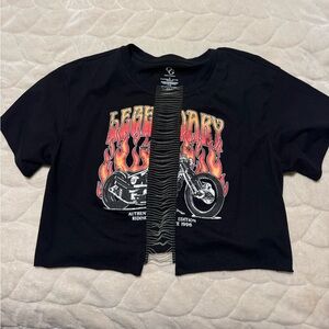 Organic generation size m Black Graphic Crop Top with Flames